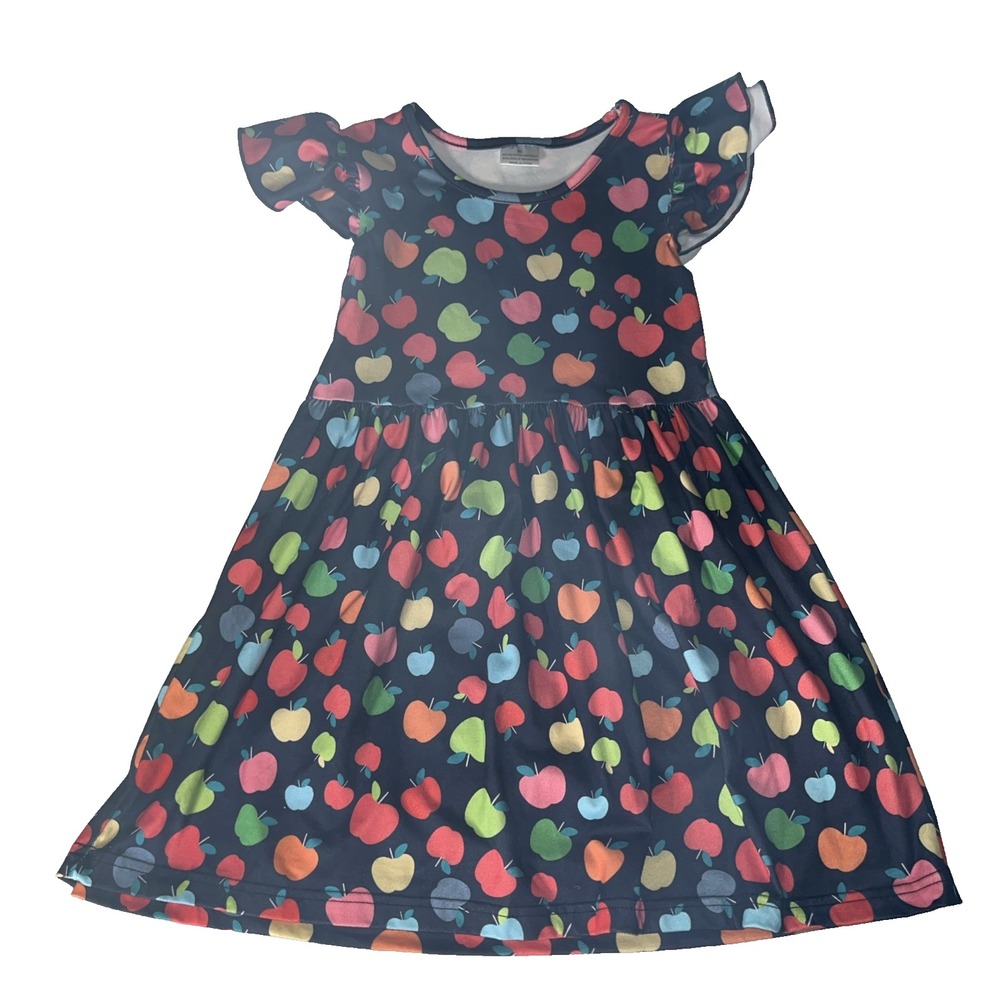 Boutique Girls Rainbow Apple Back To School Dress 6